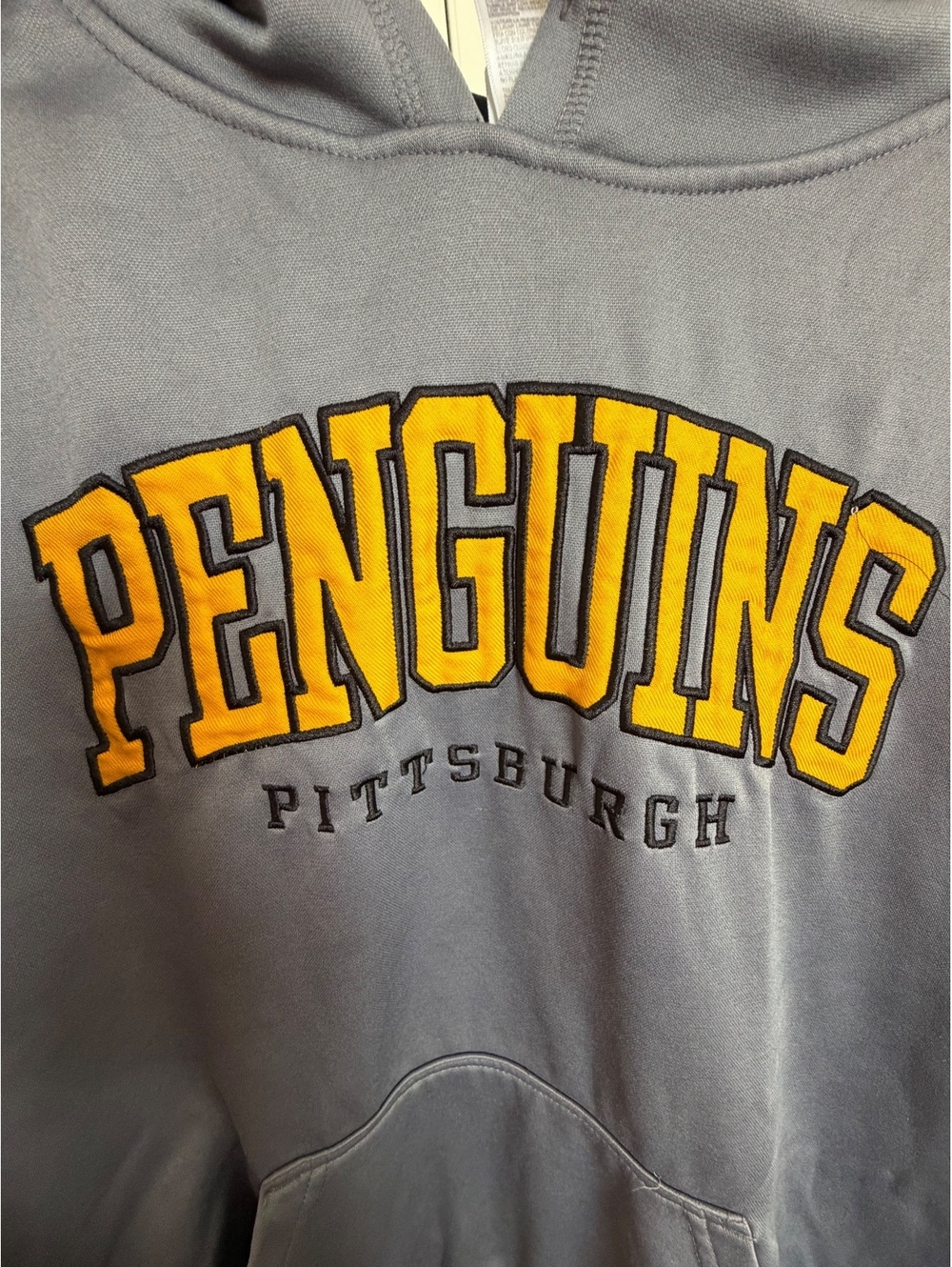 Pittsburgh Penguins NHL Men’s Med Gray Fleece Pullover Hoodie Embroidered Logo